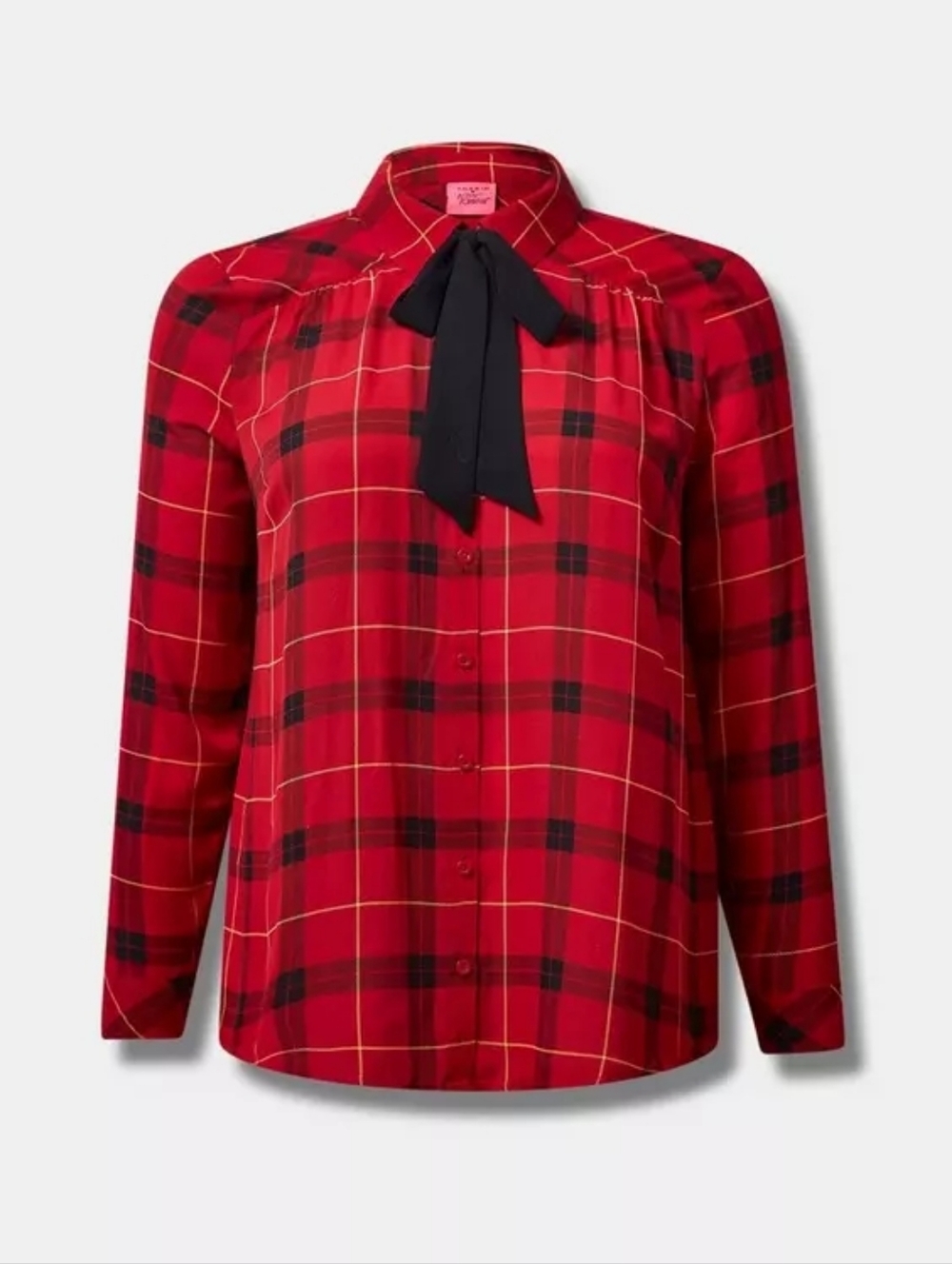 Torrid Betsey Johnson Bow Tie Plaid Blouse - Picture 3 of 6